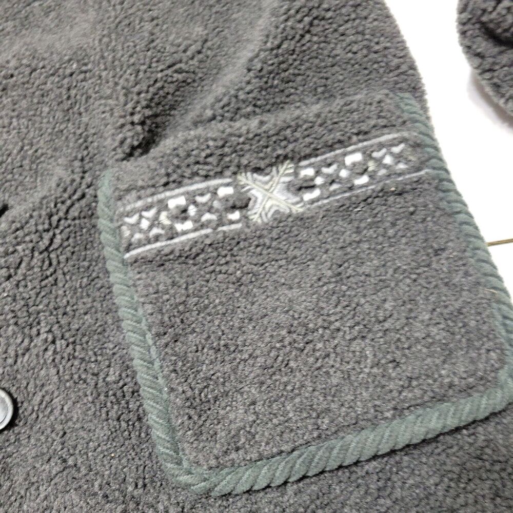 Outbrook Coat Women M Fleece Jacket Grey long Sleeve Button Patch Pockets Collar - Picture 3 of 14